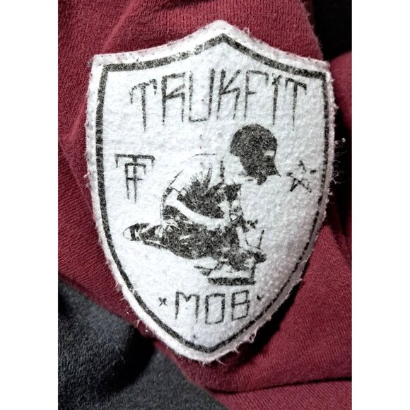 Trukfit Mens L Varsity Jacket  Maroon & Gray "TF" Embroidered Button-Up Made In - Picture 7 of 8